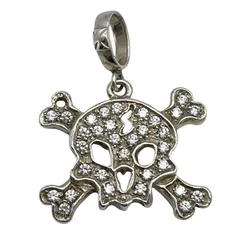 Loree Rodkin ローリーロドキン 925 ジルコニア MEDIUM FLAT PAVE BONE SKULL PENDANT ペンダント ネックレス スカル シルバー アクセサリーのサムネイル