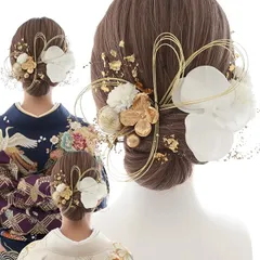LALALA beauty flowers 成人式・卒業式に映える 華やか髪飾り 胡蝶蘭シリーズ 振袖 七五三 花火大会 二十歳の集い ハンドメイド (ホワイト［2410］)