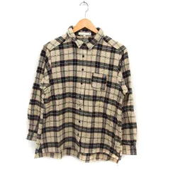 ハートマーケット HEART MARKET チェック シャツ 長袖 コットン 綿 オーバーサイズ M ベージュ ブラック 黒 /FT9