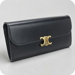 セリーヌ トリオンフ ラージウォレット ブラック 長財布 ゴール金具 