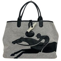 美品】LONGCHAMP ロンシャン トートバッグ キャンバス 騎手馬刺繍