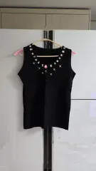 新品 韓国製 タンクトップ (ビーズ装飾) 55 S