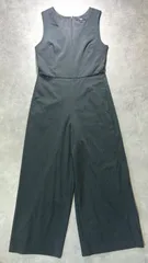 美品 ユニクロ ジャンプスーツ ダークグレー S オールインワン Vネック ノースリーブ ワイドパンツ きれいめ 春夏秋 UNIQLO