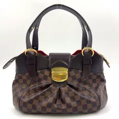 新着 LOUIS VUITTON システィナPM ダミエエベヌ ダミエエベヌ レザー×PVC ブラウン ハンドバッグ ゴールド N41542