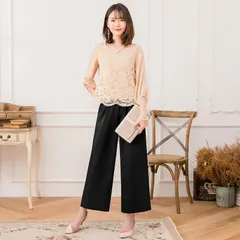 セットアップ パンツドレス ママスーツ 母 ママ 結婚式 パーティードレス トップス ワイドパンツ 大きいサイズ レディース フォーマル 春秋 上品 エレガント レディース #fstzo