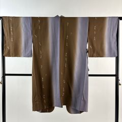 道行コート パンジー 花模様 横縞 ぼかし 着物 053b - メルカリ