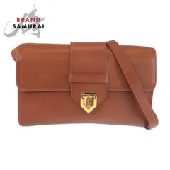 美品 YVES SAINT LAURENT イヴ サンローラン ヴィンテージ YSL ブラウン ゴールド金具 レザー ショルダーバッグ ポシェット 601370【中古】