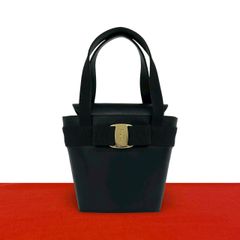 美品】フェラガモ ハンドバッグ ヴァラリボン バケツ型 リザード
