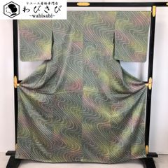 黒地鹿鳥花唐草文小紋（トールサイズ）袷 - メルカリ