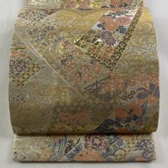 袋帯　正絹　金糸　色紙重ね　縦縞　観世水　楓　唐草　着物　071tz 袋帯 正絹 金糸 色紙重ね 縦縞 観世水 楓 唐草 着物 071tz - メルカリ
