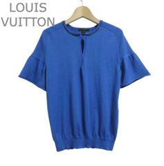 美品S ルイヴィトン LVロゴ シルク混ハーフジップサマーニット