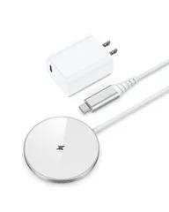 【熱くならない】NANAMI マグネット式 ワイヤレス充電器 (20W出力のUSB-Cアダプター付属) 最大15W出力 超強力 N52磁石採用 超薄型 MagSafe対応 置くだけ充電器 iPhone 17／16／15／14／13／12 Pixel 10シ 1