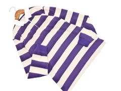 mont-bell モンベル ボーダー 襟付き カットソー sizeM/白ｘ紫 ■◇ レディース
