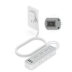 Power Strip with Magnetic Extension Cord, Slim Plug, 2m, USB, Multi-Outlet, Table Tap, TESSAN, 9 AC Outlets, 1 USB-C Port, 2 USB-A Ports, Magnetic, Type-C, Multi-Outlet, with Switch, Wall Mountable, Desktop, 1