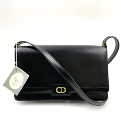 【限定価格】Christian Dior CDロゴ レザー ブラック ショルダーバッグ ゴールド