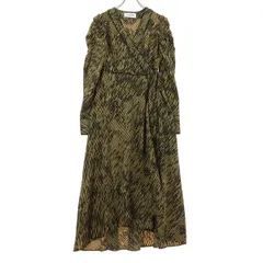 美品 Lily Brown リリーブラウン 虎柄 長袖 ロングワンピース 1 ベージュ LWFO231017 レディース 古着