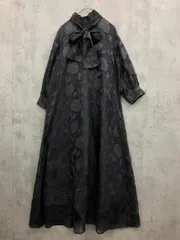 LACE LADIES レースレディース バックリボン 総レース プチハイネック Aライン ワンピース sizeF/グレー ■◆ レディース