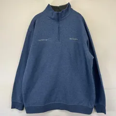 古着 コロンビア Columbia スウェット ハーフジップ ワンポイント トレーナー ロゴ刺 プルオーバー 大きいサイズ 2XL  ブルー系 メンズのサムネイル