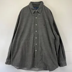 古着 ラルフローレン RALPH LAUREN コーデュロイ 長袖シャツ ボタンダウン ワンポイントロゴ 刺繍 大きいサイズ 2XL  グレー系 メンズのサムネイル