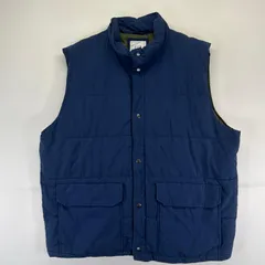 古着 ギャップ GAP ベスト 中綿 大きいサイズ ポケット ボタン 2XL  ネイビー系 無地 メンズ