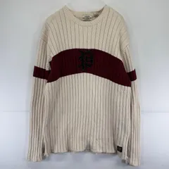 古着 ポロジーンズ Polo Jeans ニット セーター ワンポイントロゴ 大きいサイズ ラルフローレン 2XL  ホワイト系 メンズ