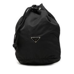 美品】PRADA プラダ ブラック 巾着 三角ロゴプレート マルチポーチ