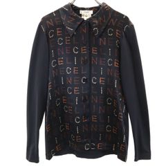 CELINE 総柄シャツ ヴィンテージ チェーン柄 オールドセリーヌ 黒