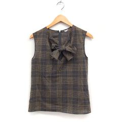 極美品＊DAKS ダックス ハウスチェック柄ストレッチノースリーブ