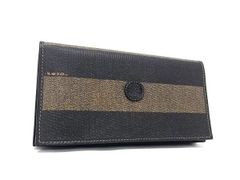 FENDI フェンディ 長財布 ペカン 308030 ブラック系×ブラウン系 PVC メンズ 二つ折り 美品 FENDI フェンディ 長財布 ペカン 308030 ブラック系×ブラウン系 PVC
