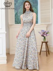 GINZA COUTURE 総柄 Vネック ロングワンピース - メルカリ