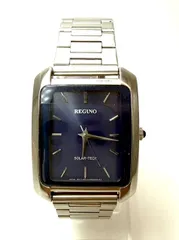 【稼働品】.REGNO アナログソーラークォーツ腕時計 シルバー ステンレススチール製 ブルー文字盤のサムネイル