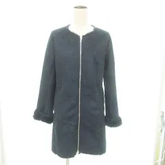 アーバンリサーチ サニーレーベル URBAN RESEARCH Sonny Label 美品 インナーファー スエード コート ダブルジップ 36 約Sサイズ 紺 ネイビーのサムネイル