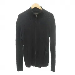 コムサメン COMME CA MEN 美品 ニット カーディガン ジップアップ Lサイズ 黒 ブラック ■YHS9のサムネイル