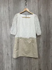 Swingle スウィングル レース 花柄 ドッキング ワンピース size1/白ｘベージュ ◇■ レディースのサムネイル