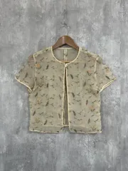 Trussardi トラサルディ シースルー 総柄 半袖 カーディガン size42/ベージュ ■◆ レディースのサムネイル
