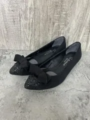 artemus by diana アルテミスバイダイアナ スエード リボン フラット パンプス size22.5ｃｍ/黒 ■■ レディース