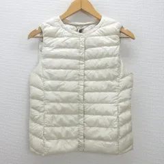 g■ユニクロ/UNIQLO ウルトラライトダウンベスト【L】白系/LADIES/K60【中古】■