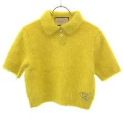 GUCCI グッチ ビジューデザイン ショートスリーブモヘアニットポロシャツ 761074 XKDKD イエロー XSのサムネイル