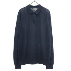 WOOLRICH ウールリッチ FINE MERINOS POLO ロングスリーブニットポロシャツ WOKNO118 ネイビー Lのサムネイル