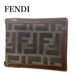 ✨️美品✨️ フェンディ 二つ折り財布 ズッカ柄 キャンバス レザー