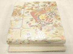 皇室御用 御御帯 山口美術織物 山口弘躬監修 松皮地桜花文袋帯 桐箱