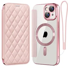 【新品】 Cace for iPhone 15 ケース手帳型 小さい香風折り返 magsafe対応 ワイヤレス充電対応 多機能 収納 カード入れ 背面 透明 アイフォン15向けのスマホケース RFIDブロッキング PU革レザーカバー 軽量 薄型 全面保護防塵耐