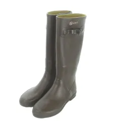 エーグル AIGLE レインブーツ 長靴 36 茶 ブラウン ロング ベルト ロゴ /AO12 ■GY58