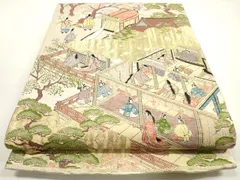 平和屋着物◎六通柄袋帯　人物風景文　金糸　正絹　逸品　DABF5101xgのサムネイル