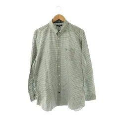 バーバリー ロンドン BURBERRY LONDON シャツ チェック 長袖 ボタンダウン 2L グリーン ホワイト /HK ■GY42