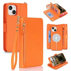 【新品】 Cavor 対応iPhone14ケース手帳型iPhone13 MagSafeケース小銭入れストiPhone13 着脱式 ケース着脱可能 背面ポケット付きiPhone14 財布型カバー分離式2in1 取り外し可能【MagSafe対応】?枝目革 ワイヤレ
