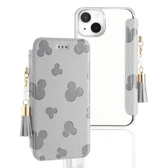 【新品】 iPhone 13 携帯ケース 手帳タイプ 背面クリア かわいい キラキラ 型押しのマウス柄 女性らしい iPhone13 ケース 手帳型 薄型 透明 ベルト無し スッキリ 大人かわいい Befortwo アイホン13携帯ケース カード入れ 素敵 質