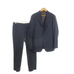 オリヒカ ORIHICA JKP SUIT スーツ セットアップ スリーピース A5 紺 ネイビー 背抜き チェック /MN1 ■GY99