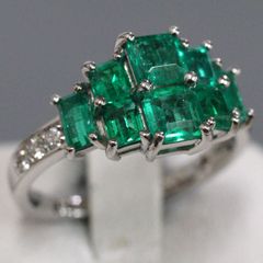 Pt1000 純pt 天然エメラルド1.00ct ダイヤ リング 12.5号 - メルカリ