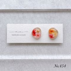 赤系 うる艶 ぷっくり 波石 ハンドメイドピアス レジン No.415 - メルカリ